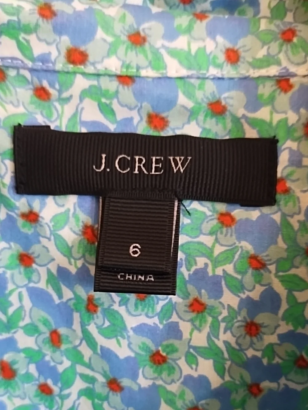 J. CREW WOMAN'S BLOUSE, BEAUTIFUL BLUE,GREEN&RED, 100% COTTON. SZ 6